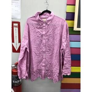 Logo lavish Lori Goldstein 100% cotton embroidered shirt lilac rose X-Large